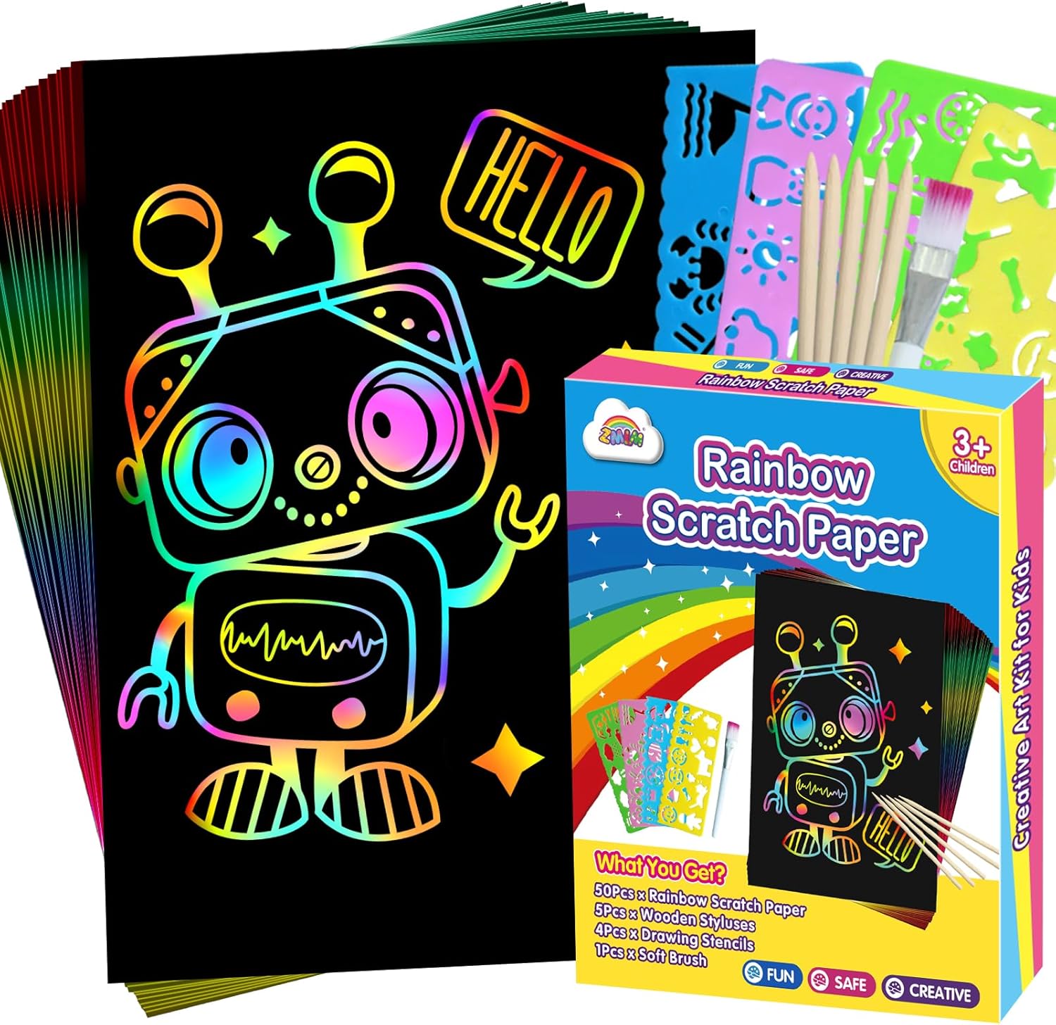 Rainbow Scratch Paper Kit for Creative Kids