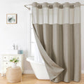 Linen Style Ringless Shower Curtain Set - Snap-in Liner, Khaki Tan