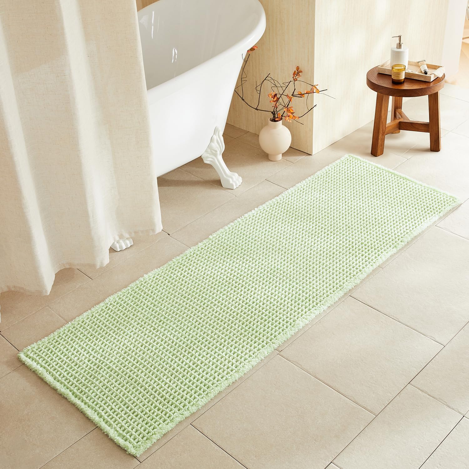 Waffle Runner Rug Bathroom Non Slip Washable Cute Bath Mat