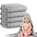 Muslin Hooded Baby Towels 4 Pack - Soft 32in Cotton Towels