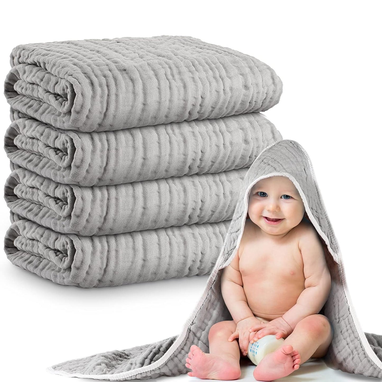 Chumia Muslin Hooded Baby Towels for Newborns and Toddlers