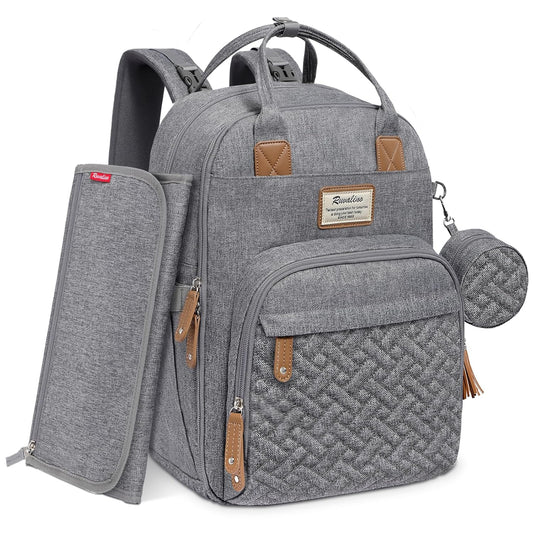 RUVALINO Gray Diaper Backpack - Waterproof & Spacious!