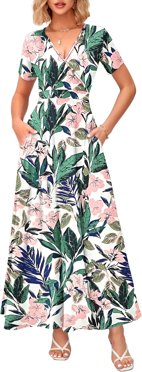 WNEEDU Women's Summer Maxi Dress with Pockets for Every Occasion