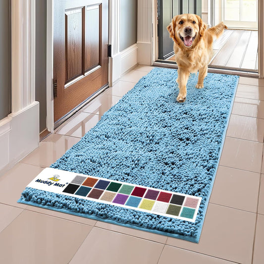 Muddy Mat Original Dog Door Mat for Muddy Paws, Sky Blue 24x60