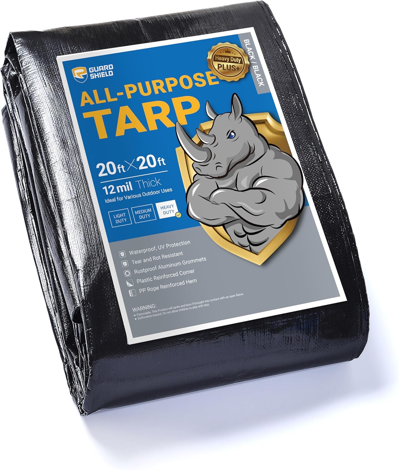 GUARD SHIELD Heavy Duty Tarp 20x20 Feet Waterproof Cover