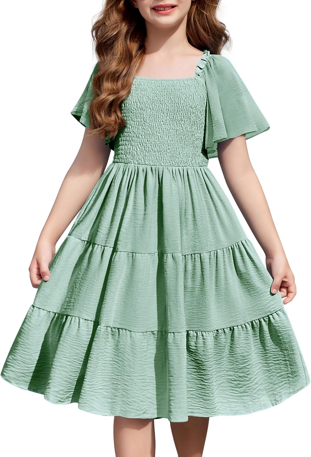 Arshiner Girls Summer Dress Tween Boho Casual Flowy Midi