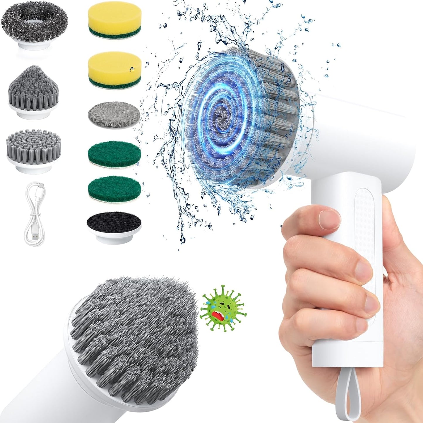 Electric Spin Scrubber with 8 Heads for Effortless Cleaning