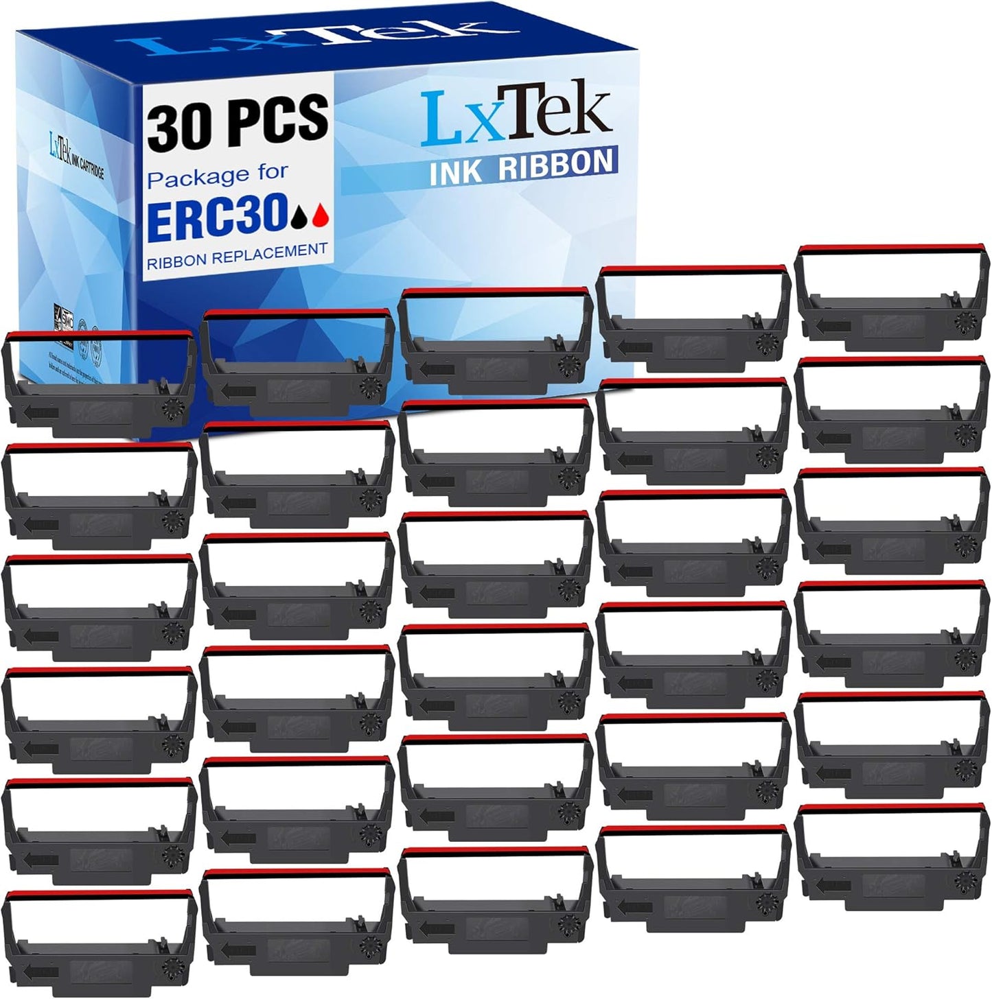 LxTek 30 Pack Compatible ERC30 Ribbon Replacement for Printers