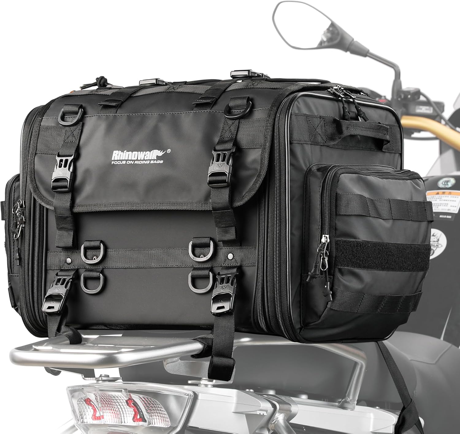 Rhinowalk Motorcycle Tail Bag - Expandable 60L Waterproof Luggage