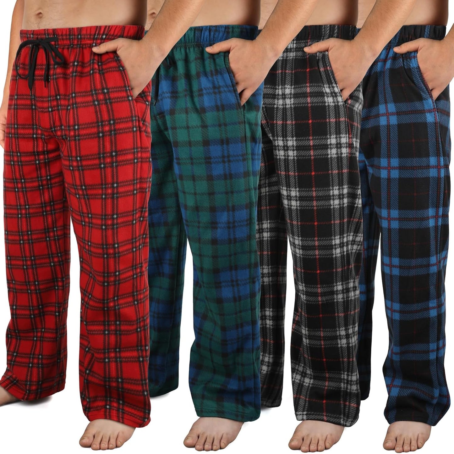 Microfleece Mens Pajama Pants with Pockets for Comfort