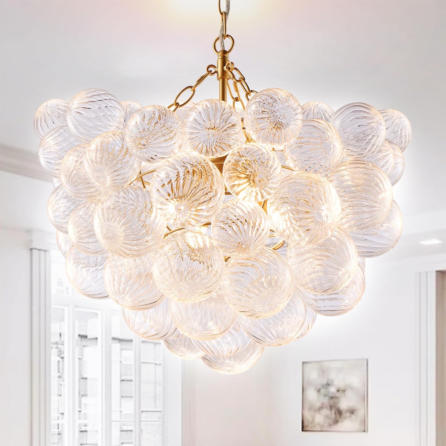 Nordic Bubble Ball Chandelier with Swirled Glass Design