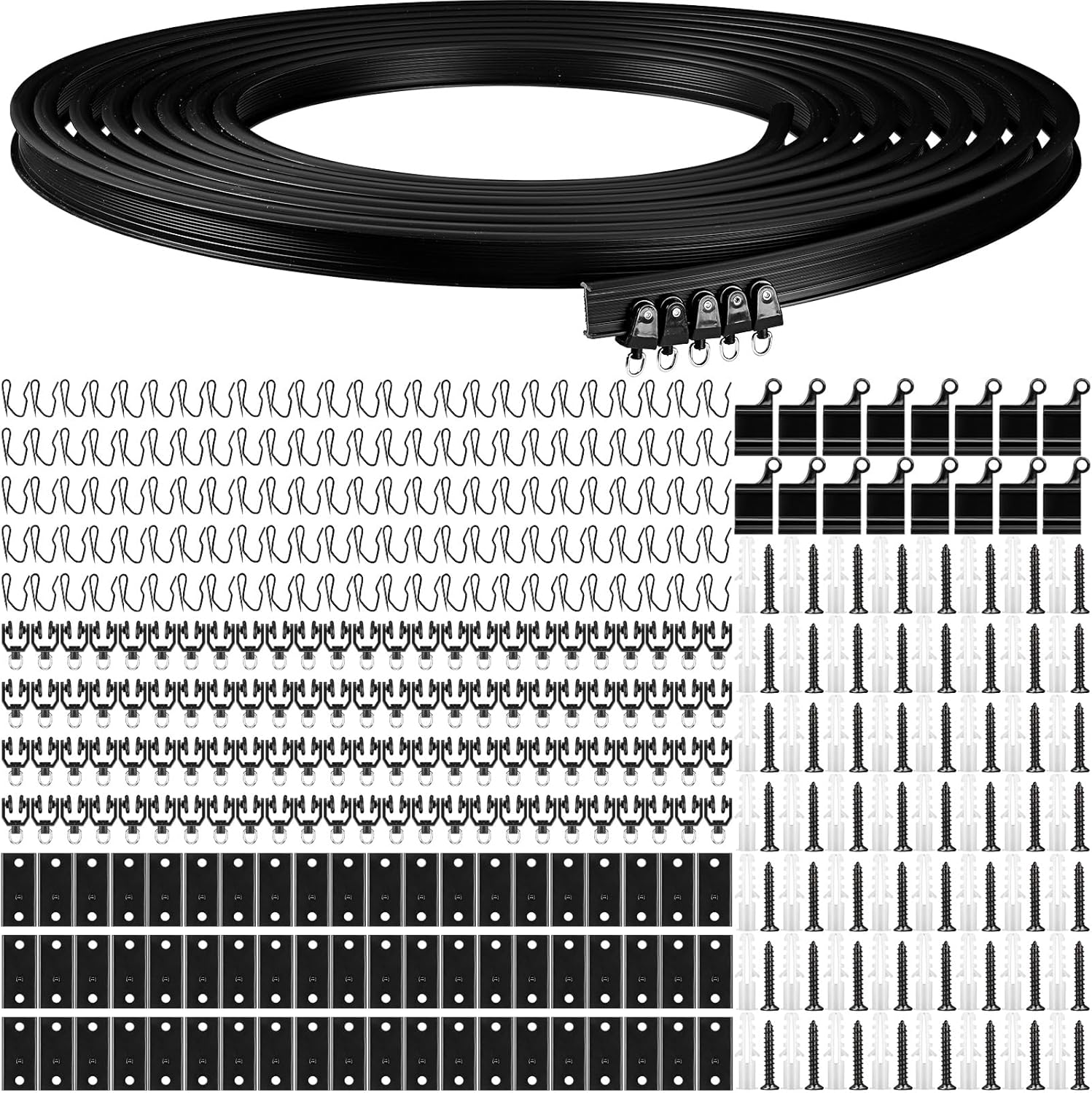FlexiTrack: Bendable Ceiling Curtain Rod - 65.6ft Black