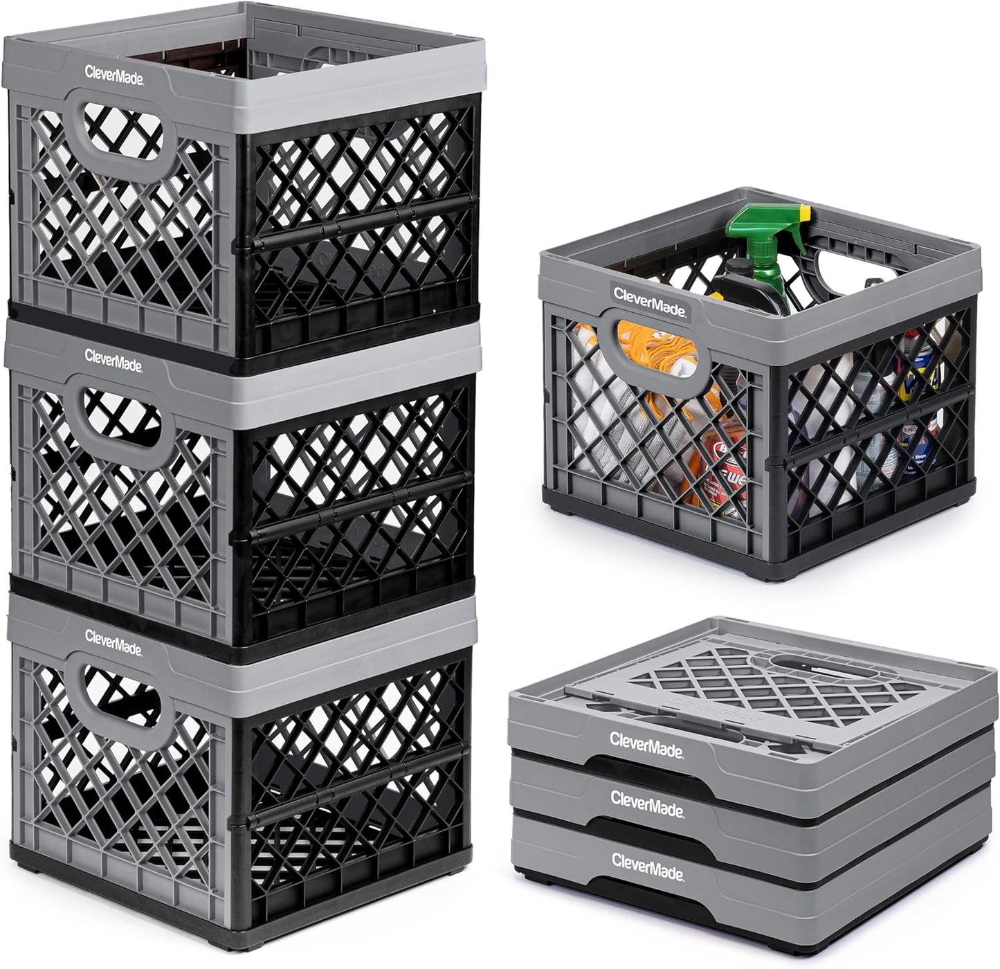 CleverMade Collapsible Milk Crate - Versatile Storage Solution