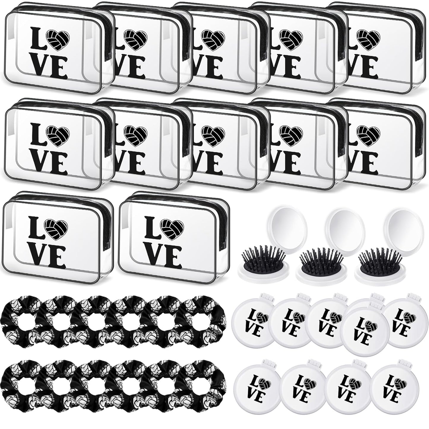 36 Pcs Volleyball Gifts Set for Women with Makeup Bags & Scrunchies