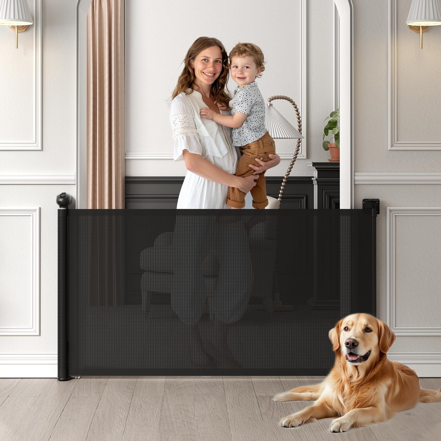Retractable Baby Gate for Stairs and Doorways - Safe and Reliable