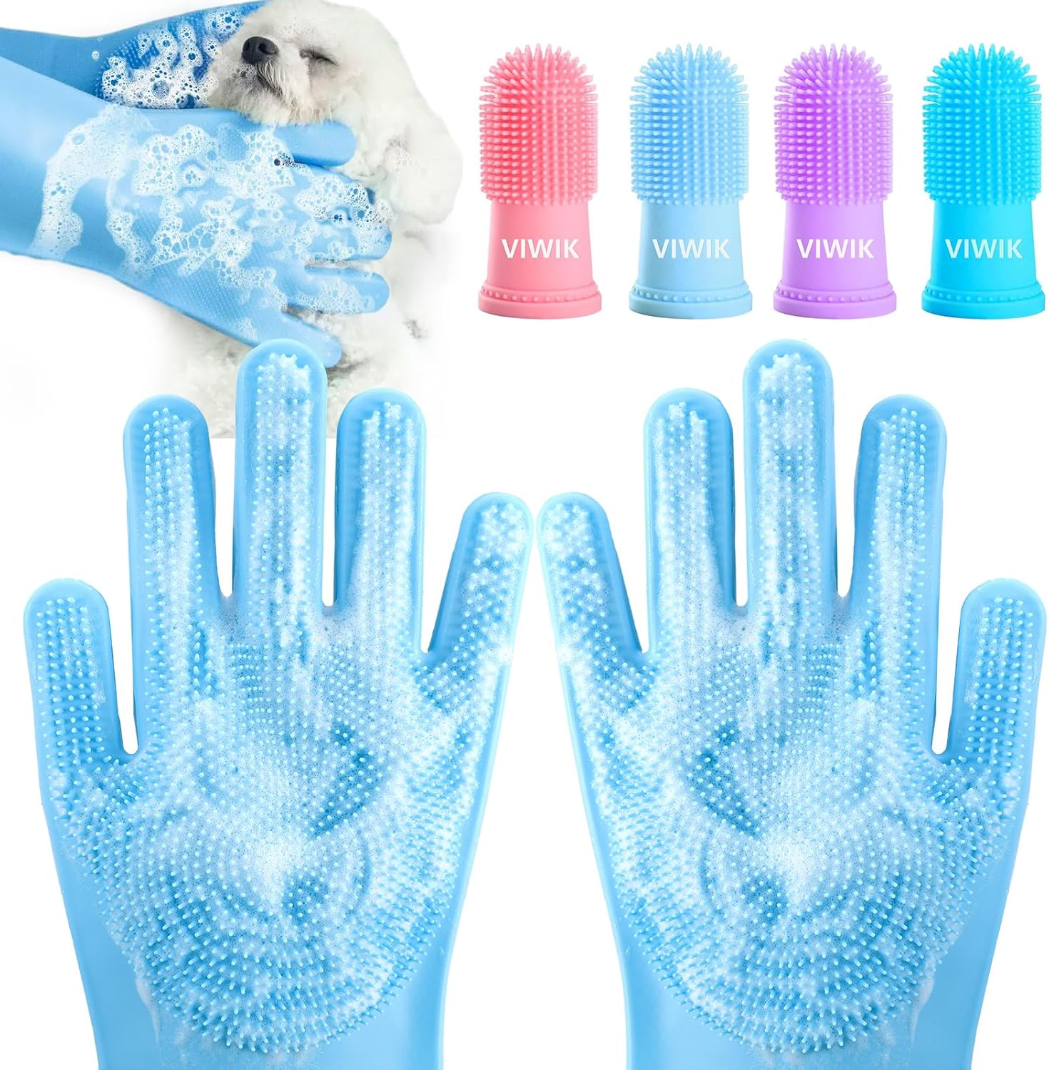 VIWIK Dog Bath Gloves & Toothbrush Set