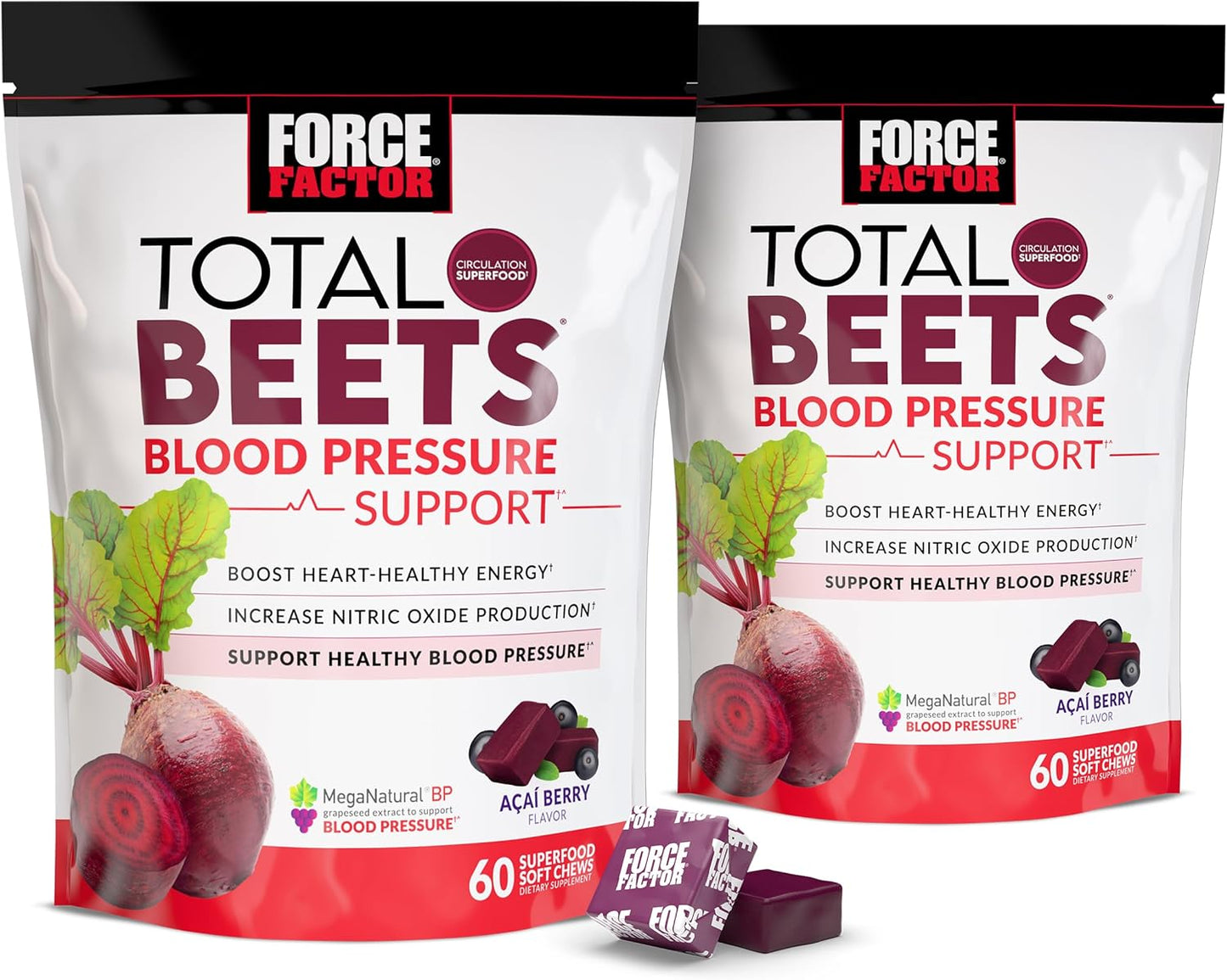 Force Factor Total Beets Blood Pressure Support Chews for Energy