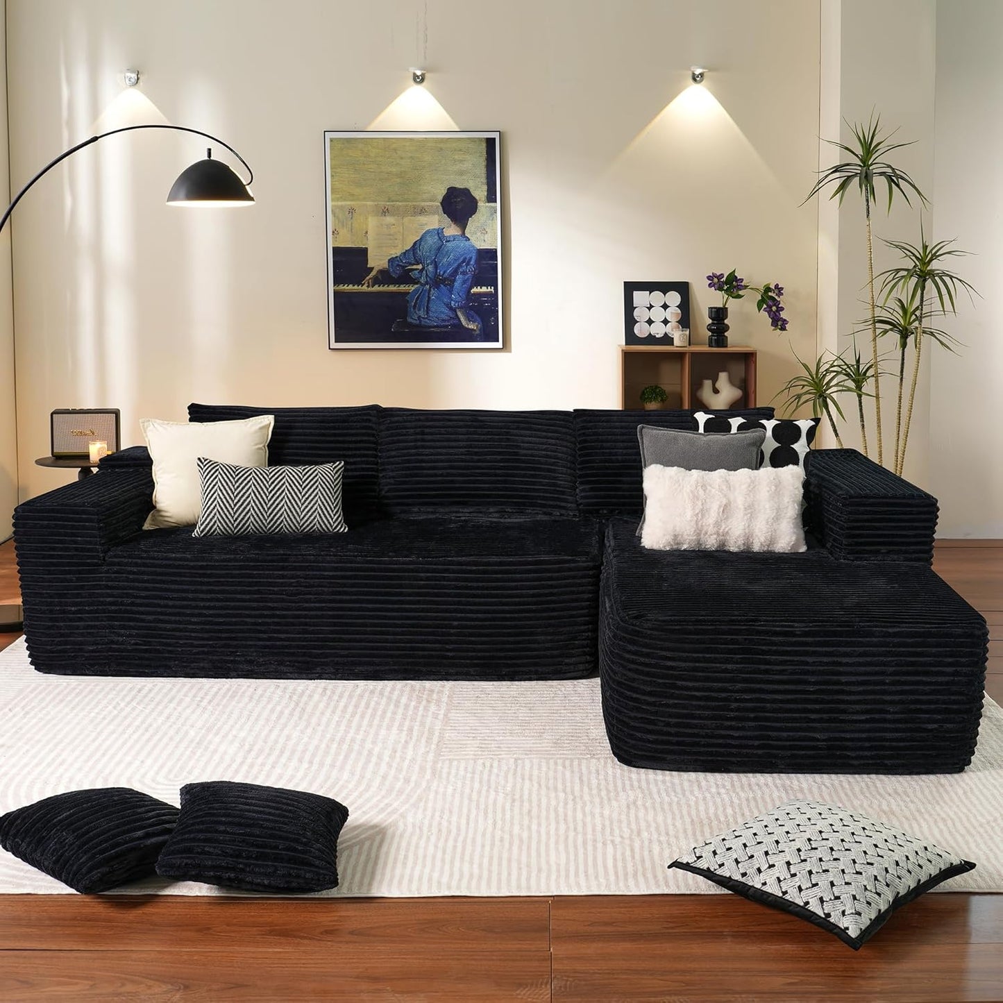 Modular Sectional Sofa with L-Shape Chaise for Living Room