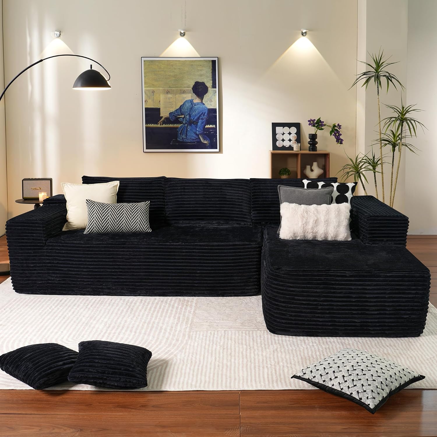 Modular Sectional Sofa with L-Shape Chaise for Living Room