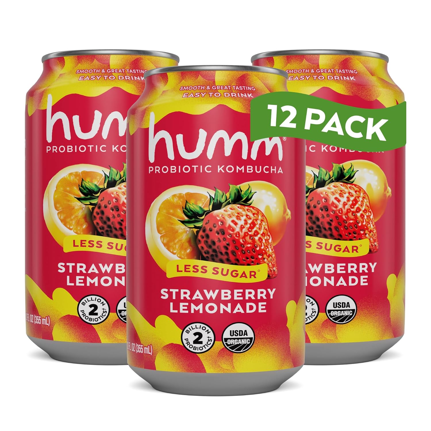 Humm Kombucha Strawberry Lemonade - Refreshing Organic Drink