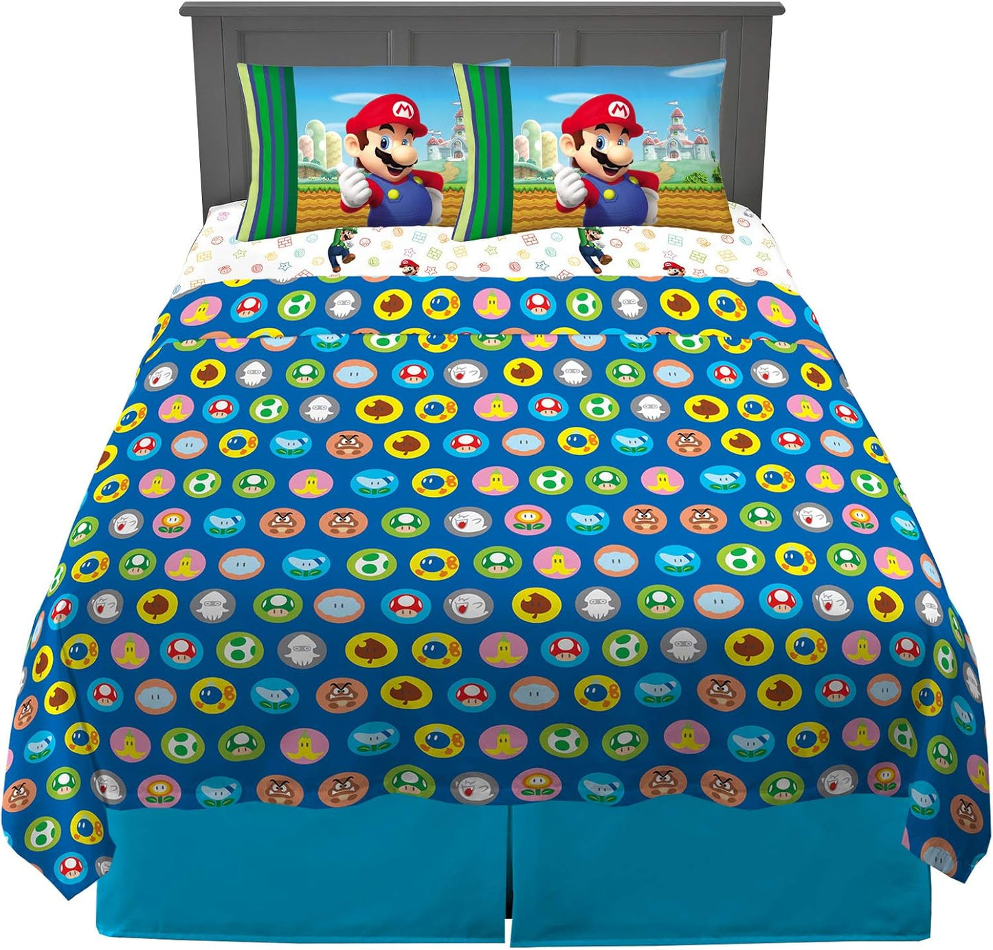 Super Soft Microfiber Sheet Set for Full Size Beds, Mario Theme