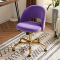 VINGLI Modern Velvet Small Office Chair with Gold Base and Wheels