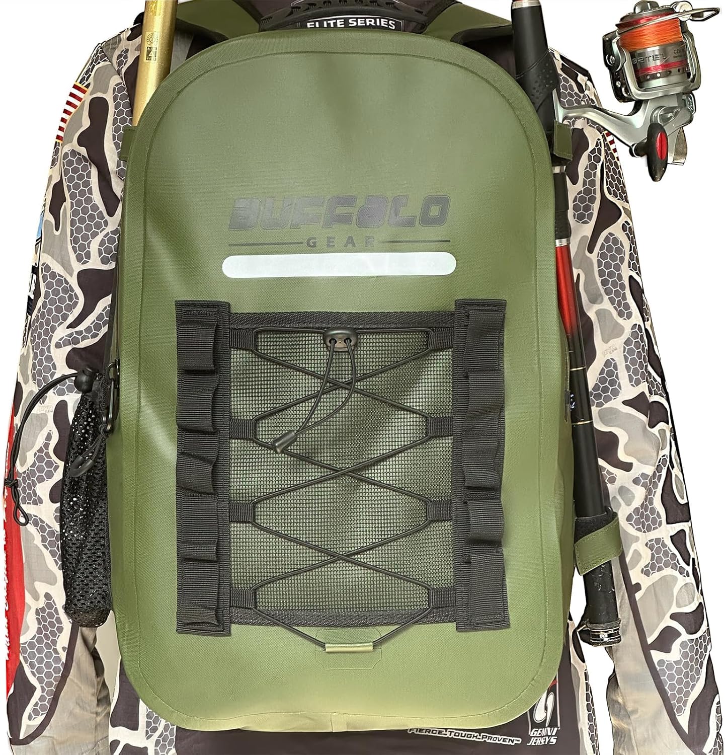 Waterproof Fishing Backpack with Rod Holder by Buffalo Gear
