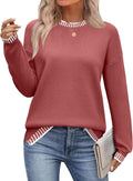 Zeagoo Womens Crewneck Pullover Sweater - Soft Ribbed Side Slit
