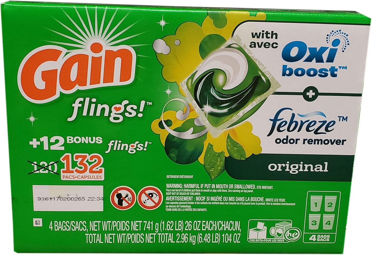 Orgain GAIN Flings! Original Scent Liquid Laundry Detergent Pacs