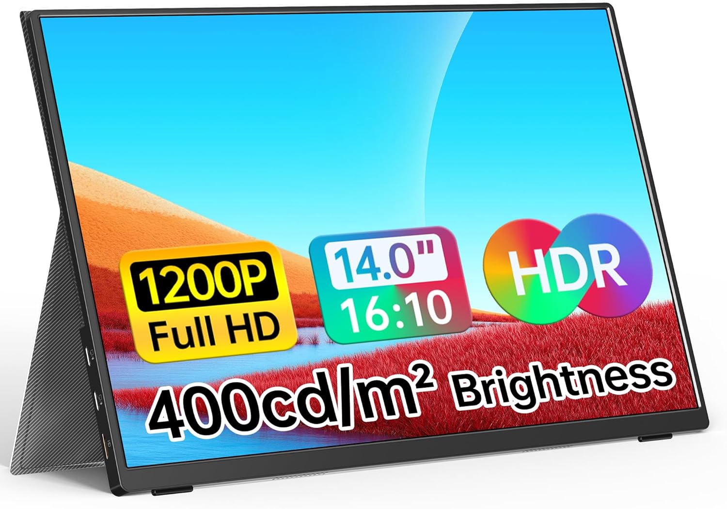 14 Ultra-Slim Portable Monitor: FHD1200P, Plug&Play, Dual Speakers