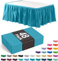 Ruffle Table Skirt Turquoise 48 Pack 14 ft Long - Easy Adhesive Setup