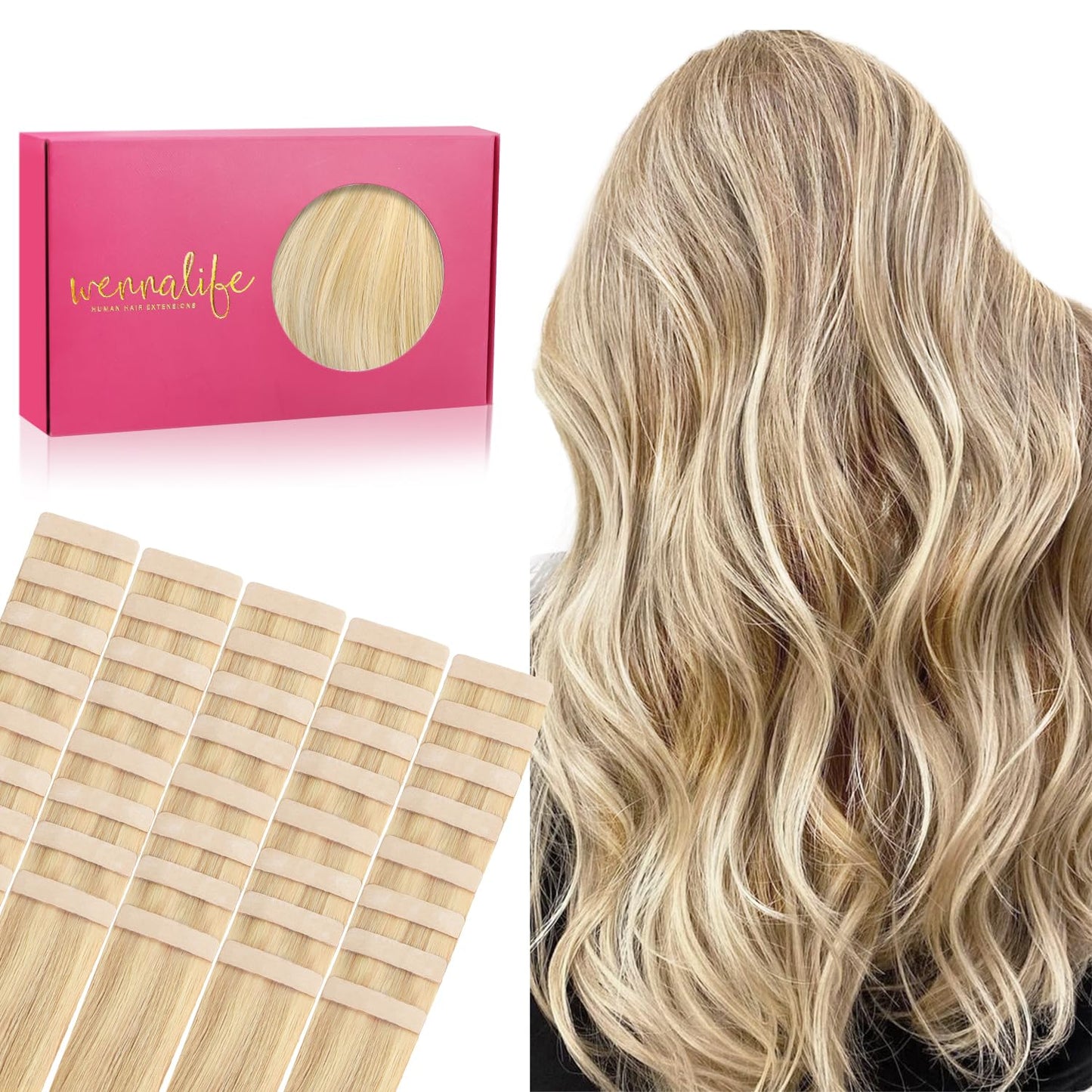 WENNALIFE Tape in Hair Extensions for Natural Volume and Length