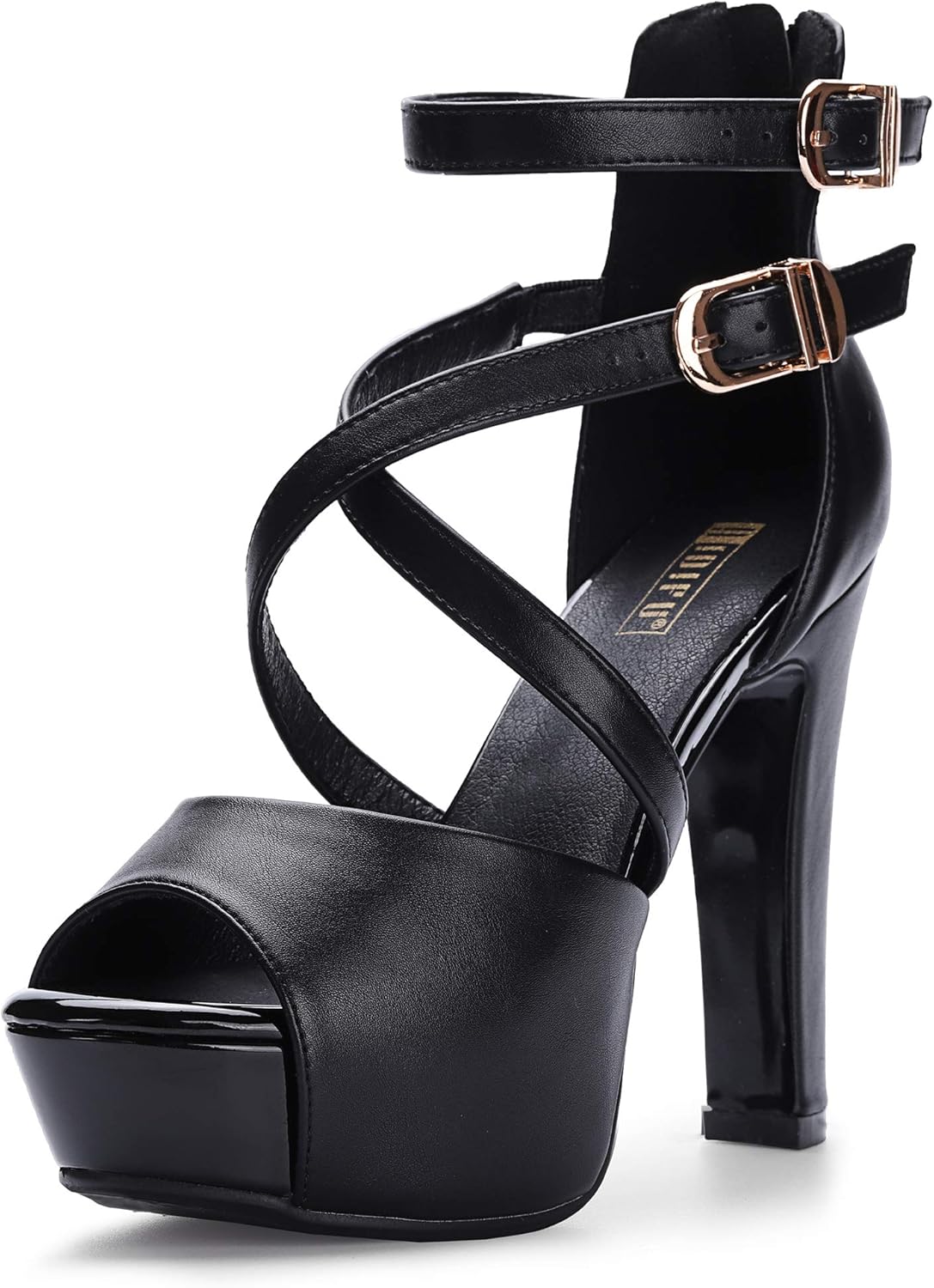 IDIFU Women's Charcy Crisscross Strappy Platform Heels Sandals