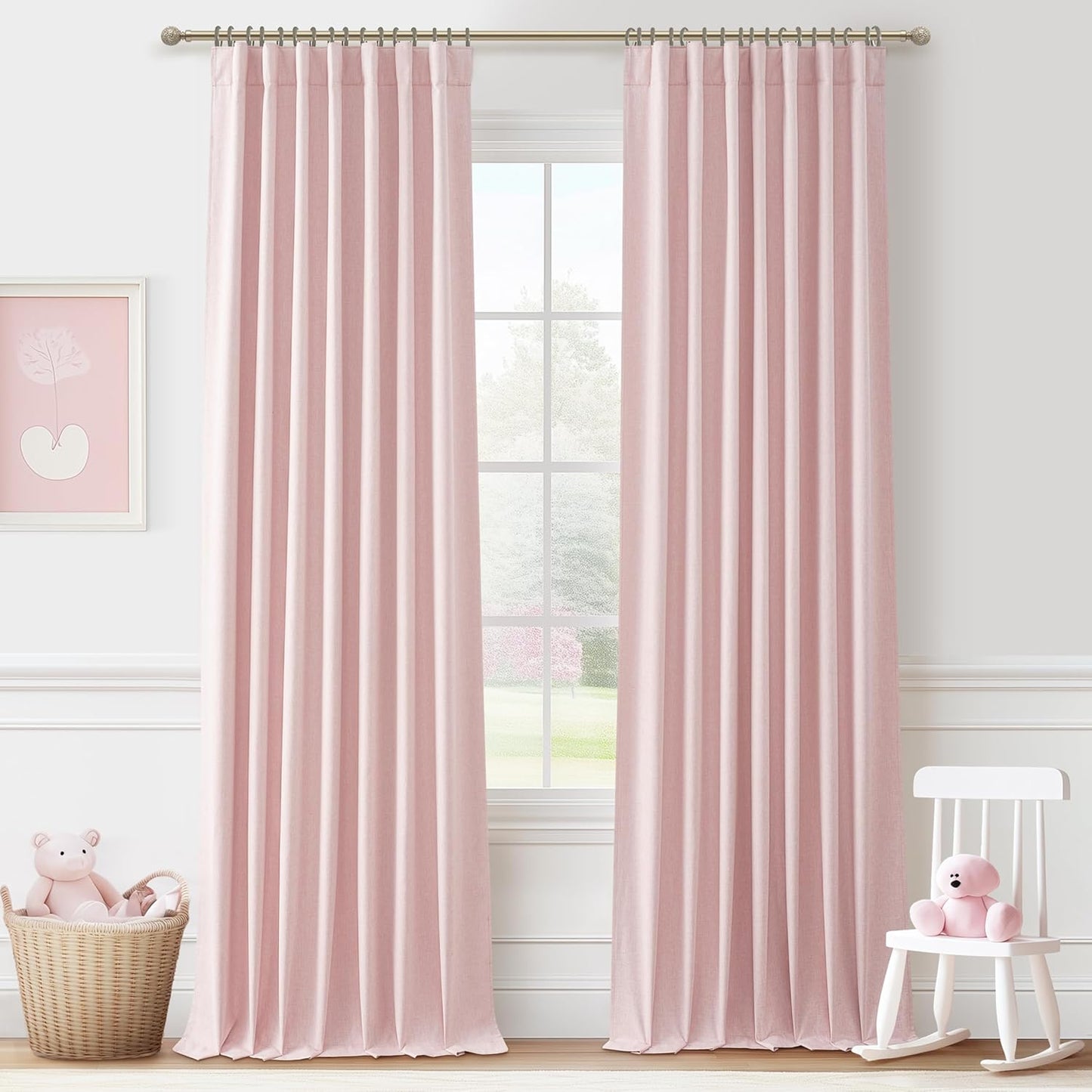 Cute Baby Pink Blackout Curtains for Girls Bedroom 90 in Long