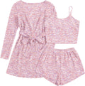 Ekouaer 3 Piece Waffle Knit Pajama Set - Soft Lounge Tank, Shorts