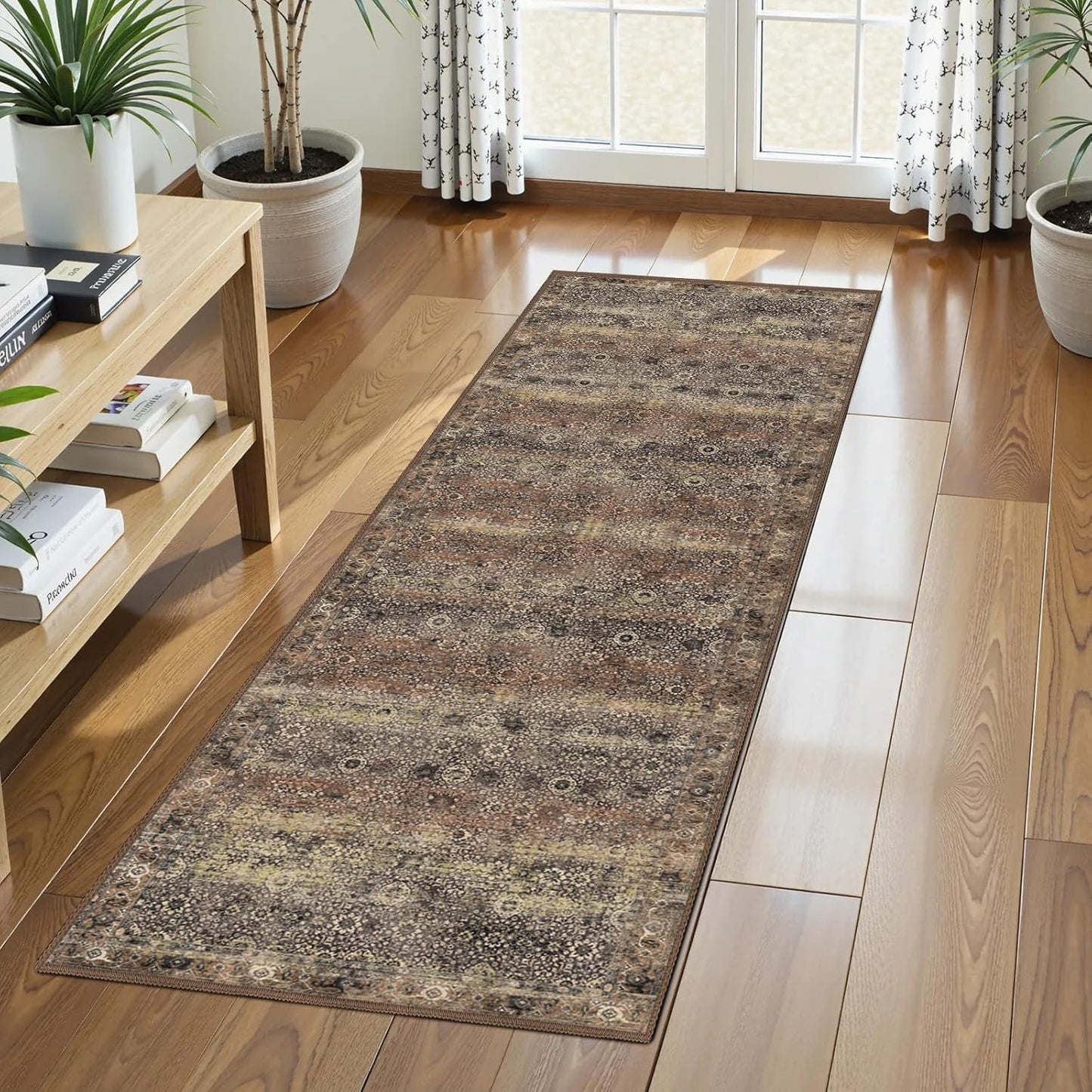 Washable Area Rug 2ft 6in' x 8ft Vintage Traditional Persian Mat
