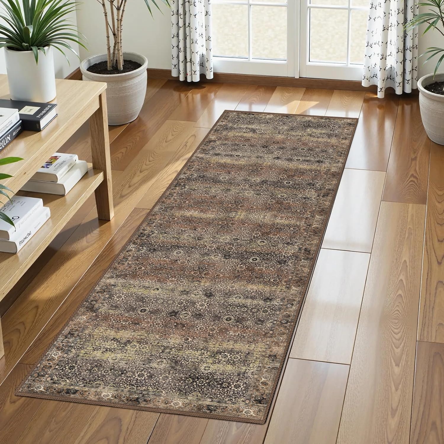 Washable Area Rug 2ft 6in' x 8ft Vintage Traditional Persian Mat
