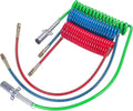 Air Brake Coil & 7 Way ABS Power Cable - Durable 15ft Coiled Kit