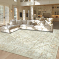 Area Rug 9x12 Vintage Beige/Multi - Soft Washable Living Room Rug