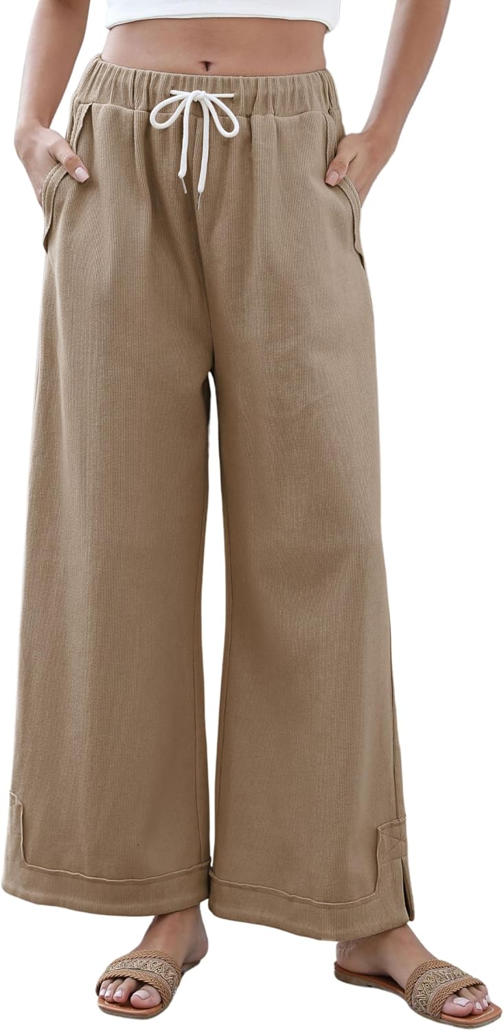 Athlisan Womens Baggy Wide Leg Palazzo Pants for Casual Style
