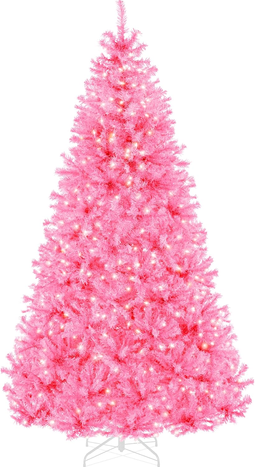 4.5ft Pre-Lit Pink Christmas Tree for Home and Office Decor