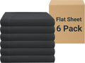 Bulk Flat Sheets Queen 6 Pack Black - Easy Sort Hotel Style