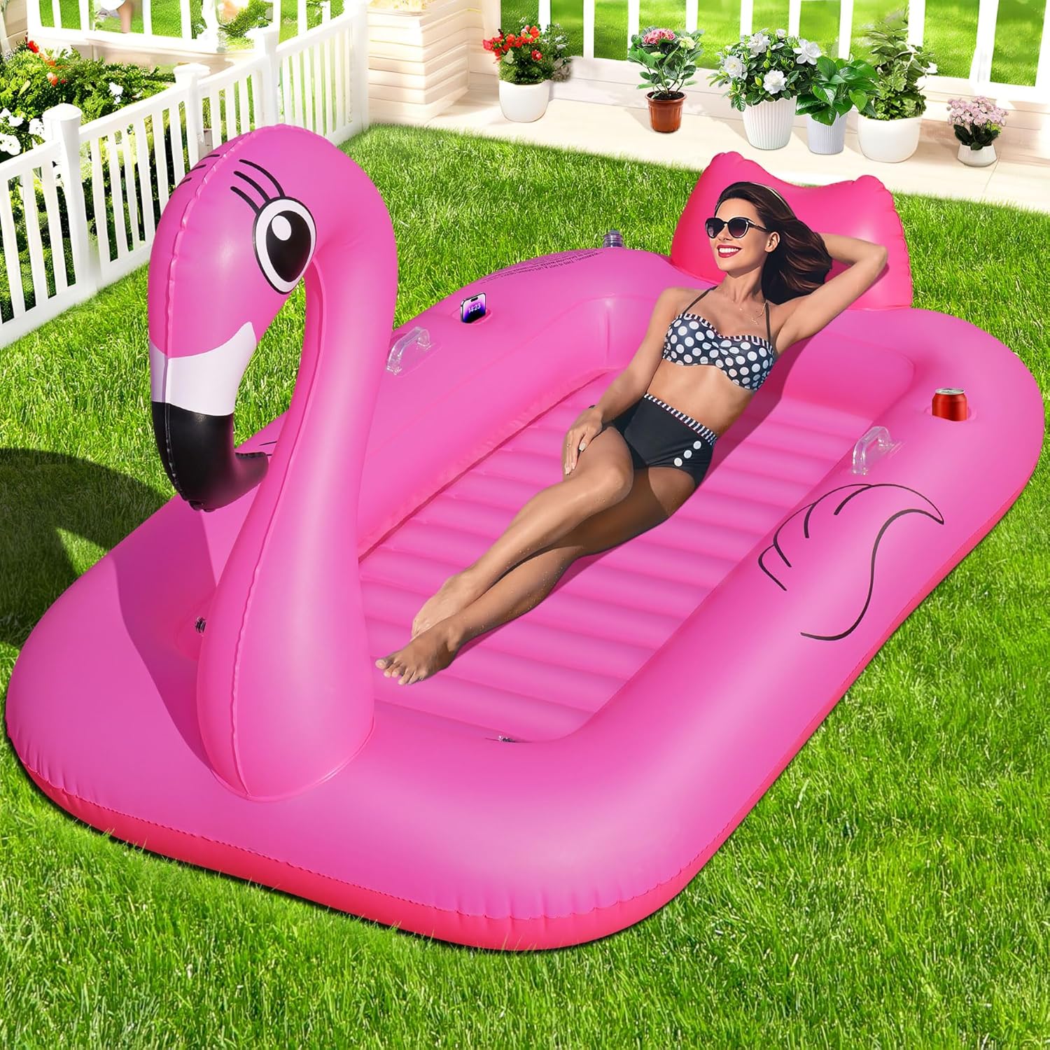 Flamingo Inflatable Tanning Pool Lounger Float for Summer Fun