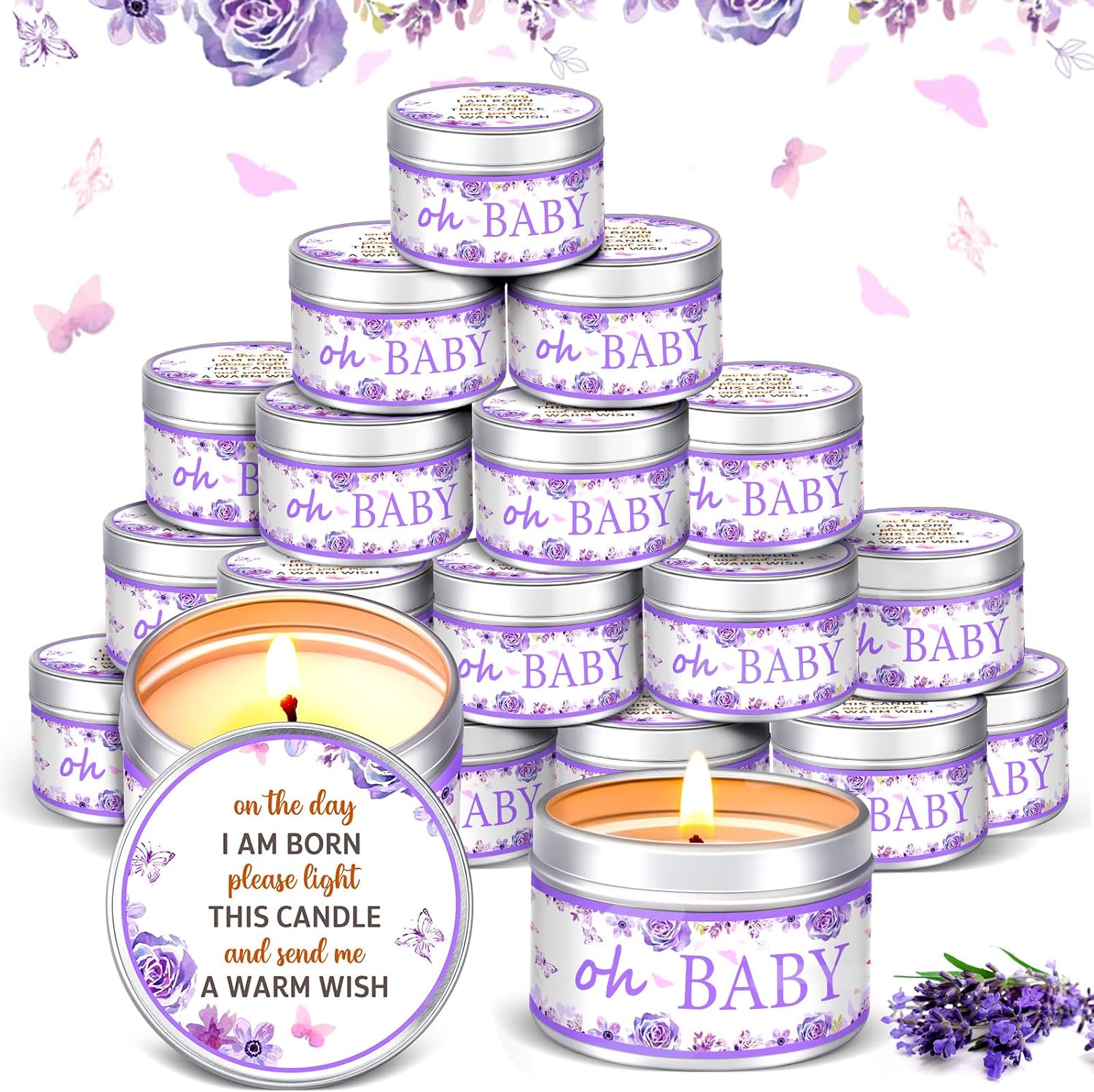 Lavender Scented Baby Shower Favors Candles for Guests