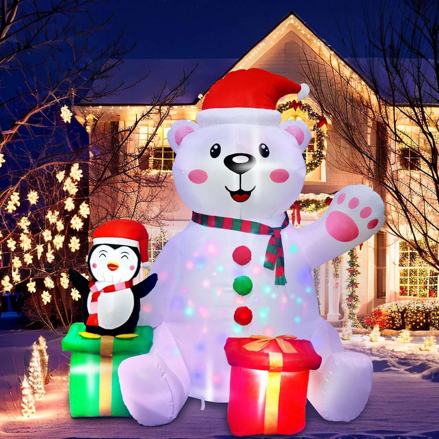 6 Ft Christmas Inflatables with LED Lights for Holiday Decor