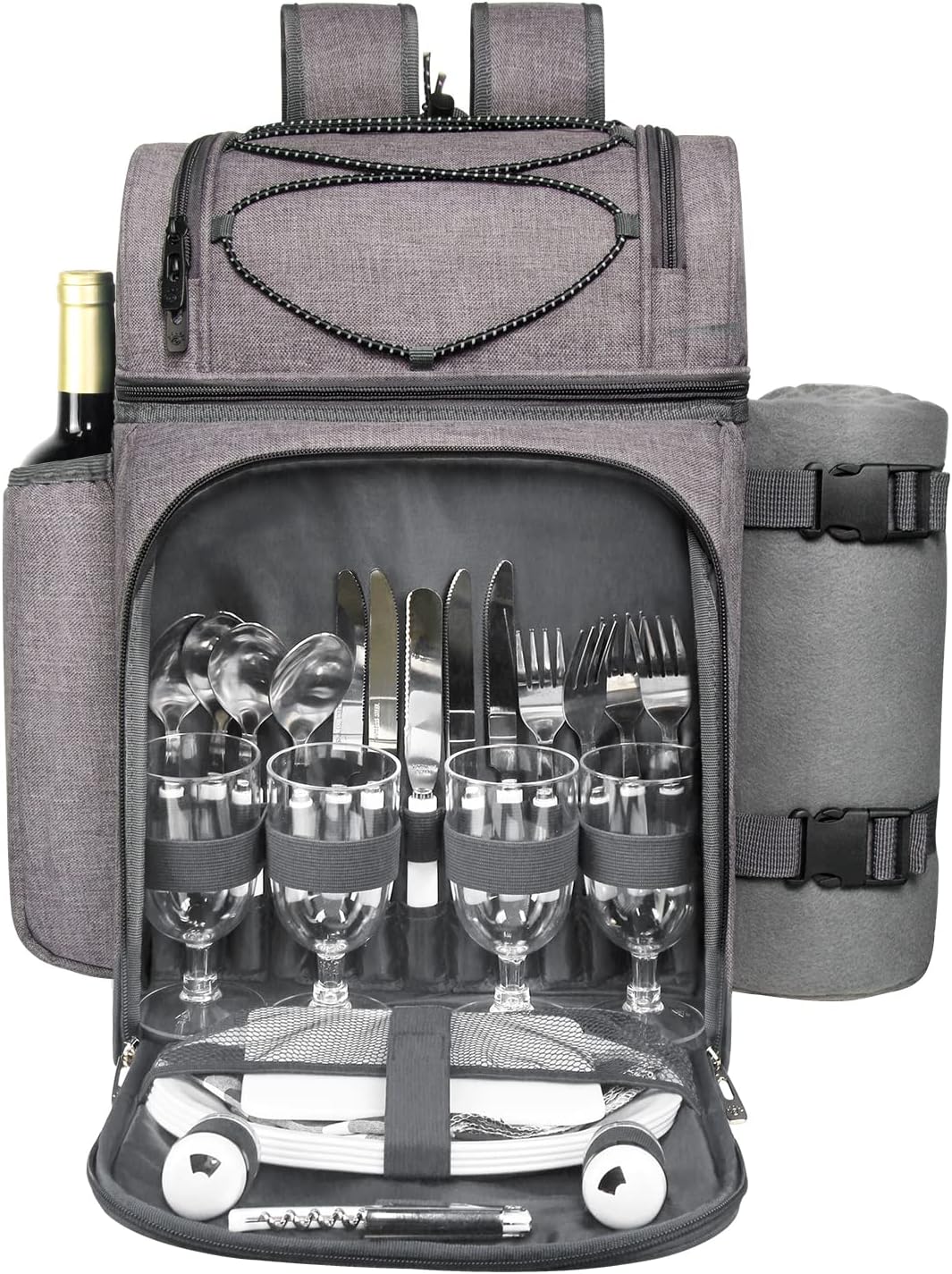 Hap Tim Picnic Basket Backpack for 4 with Insulated Cooler