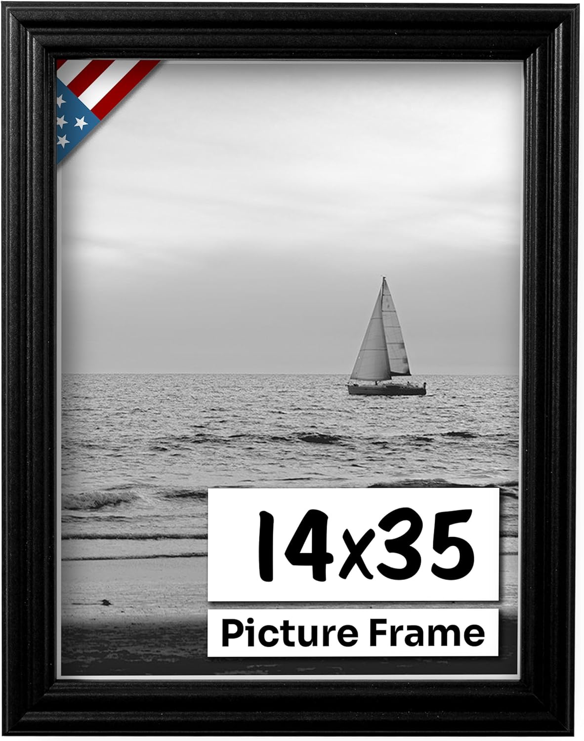 Black 14x35 Picture Frame - Handmade Solid Wood Wall Decor