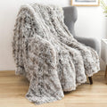 Fuzzy Faux Fur Throw Blanket Frosty Grey - Super Soft Cozy Throw
