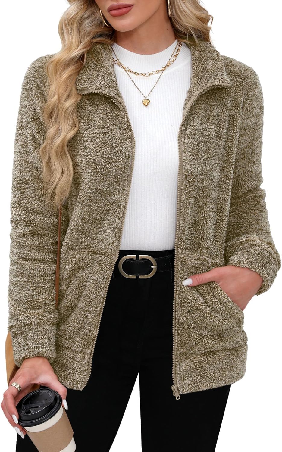 Soft Warm Fleece Jacket for Women - Cozy Full Zip Design