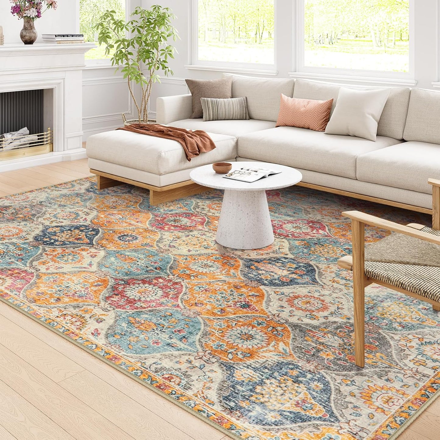 Lahome Moroccan Washable Area Rugs 8x10 for Living Room